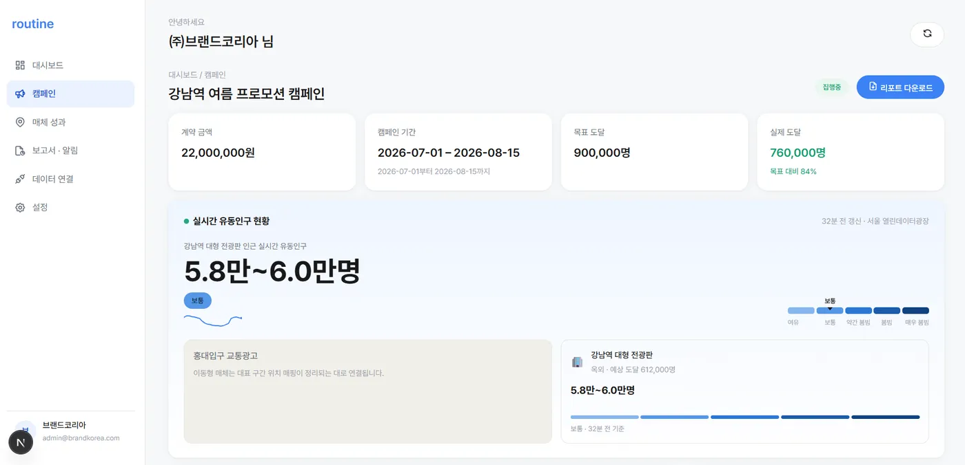 Routine AD OS 캠페인 상세
